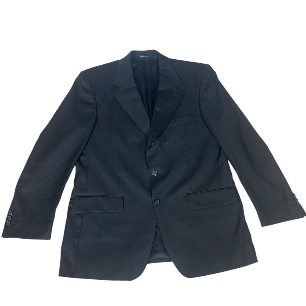 Yves Saint Laurent Worsted Wool Blazer Sport Coat Mens 42R Black Union Made CA